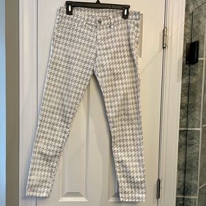 Gray and white houndstooth jeans